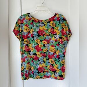 Vintage Miss O by Oscar de la Renta Silk Floral Top
